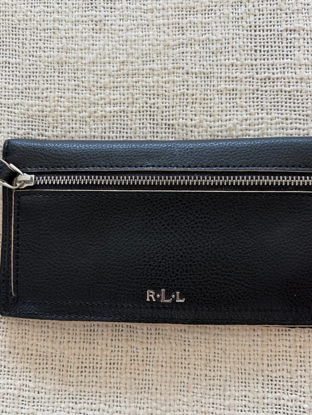 Lauren Ralph Lauren Black Leather Zip Wallet